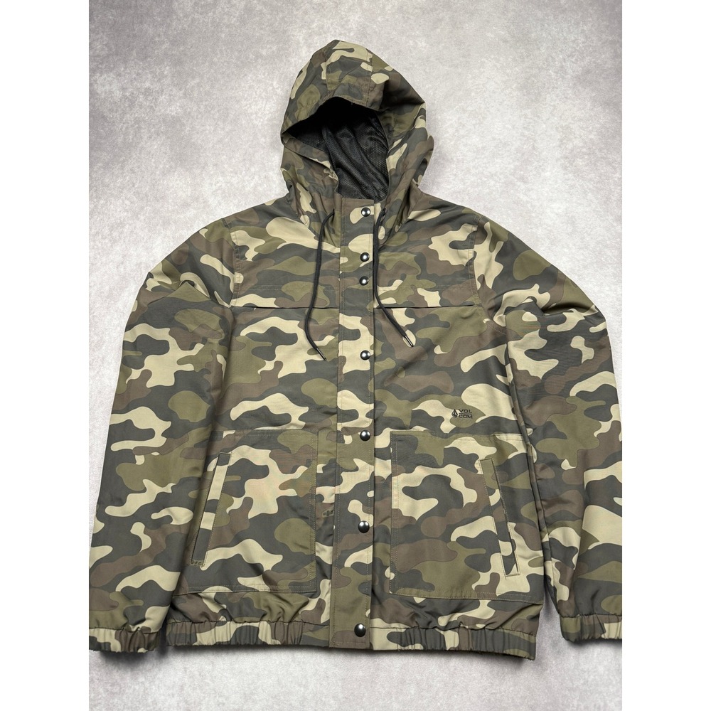 Volcom Camo Hooded Jacket Women S 4-6 Water‎ Resistant Outdoor Casual Streetwear